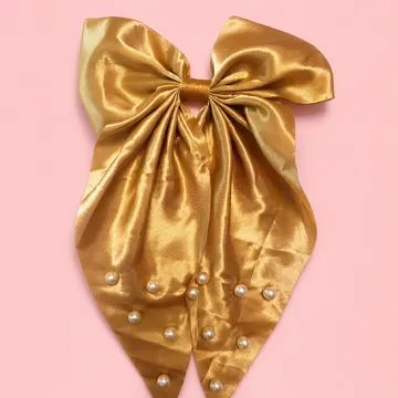 MAJUS MOÑO SATÍN DORADO Y ROSA